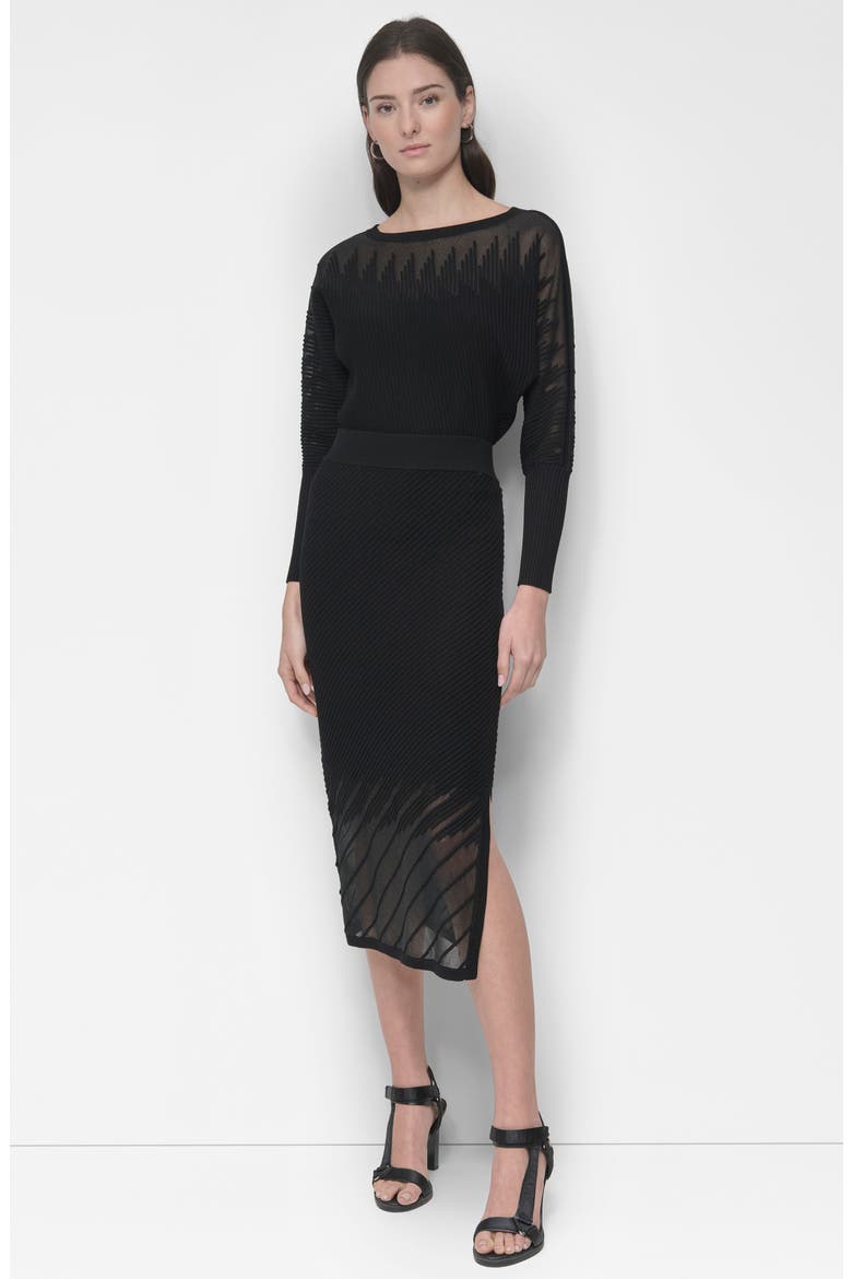 Illusion Rib Sweater Skirt, Alternate, color, BLACK
