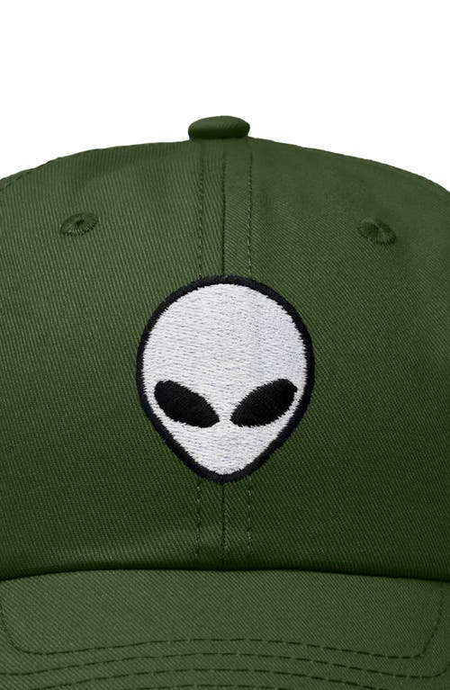 Dalix Alien Embroidered Classic Dad Cap In Olive