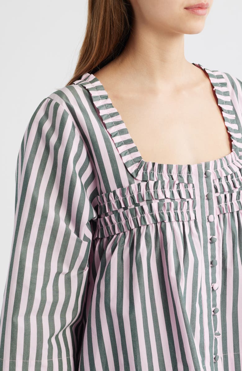 Damson Madder Leilani Ruffle Organic Cotton Top, Alternate, color, Pink/ Green Multi