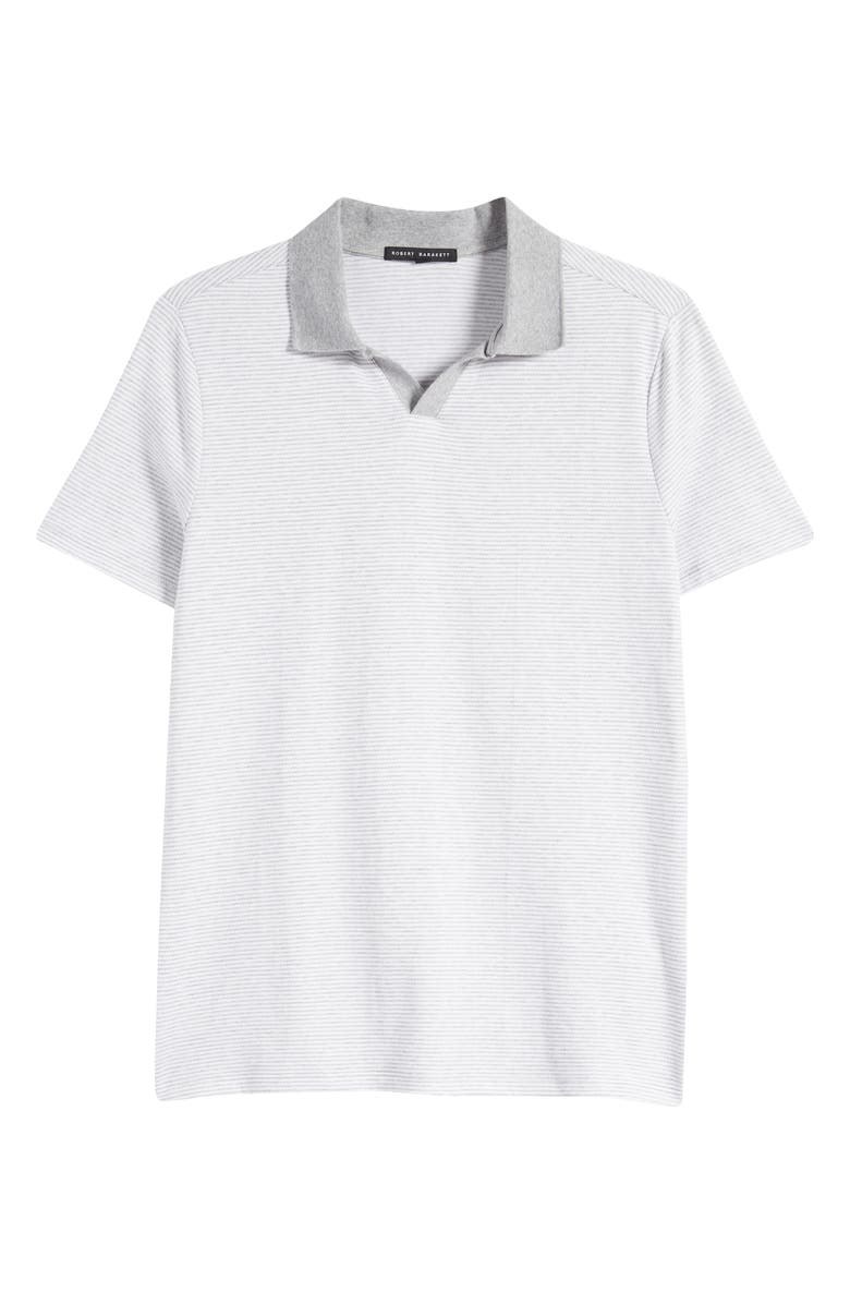 Robert Barakett Fitch Slim Fit Stripe Contrast Collar Cotton Polo, Alternate, color, Grey