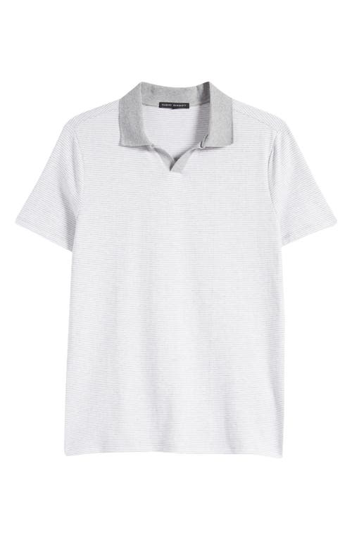 Robert Barakett Fitch Slim Fit Stripe Contrast Collar Cotton Polo In Gray