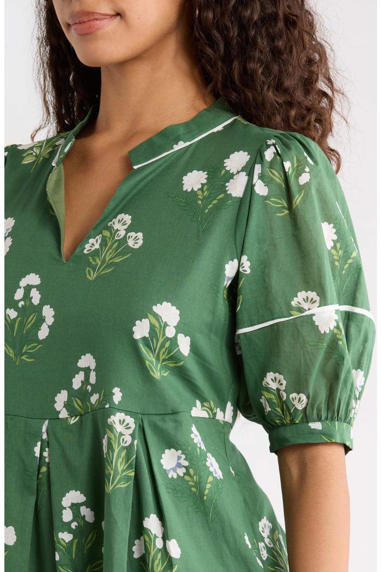 Kestrel Floral Fawna Cotton Shift Dress, Alternate, color, CREAM-GREEN