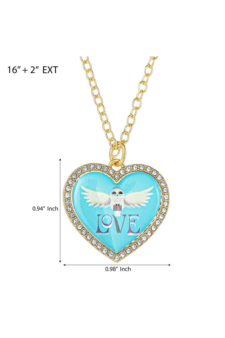 Hedwig Heart Necklace With Crystals, 16"+2", Alternate, color, Metallic Gold