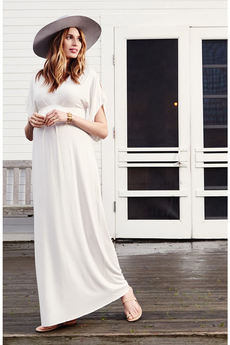Split Sleeve Maternity Maxi Dress, Alternate, color, IVORY