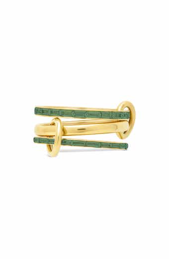 Sterling Forever Baguette Cubic Zirconia Linked Stacked Ring