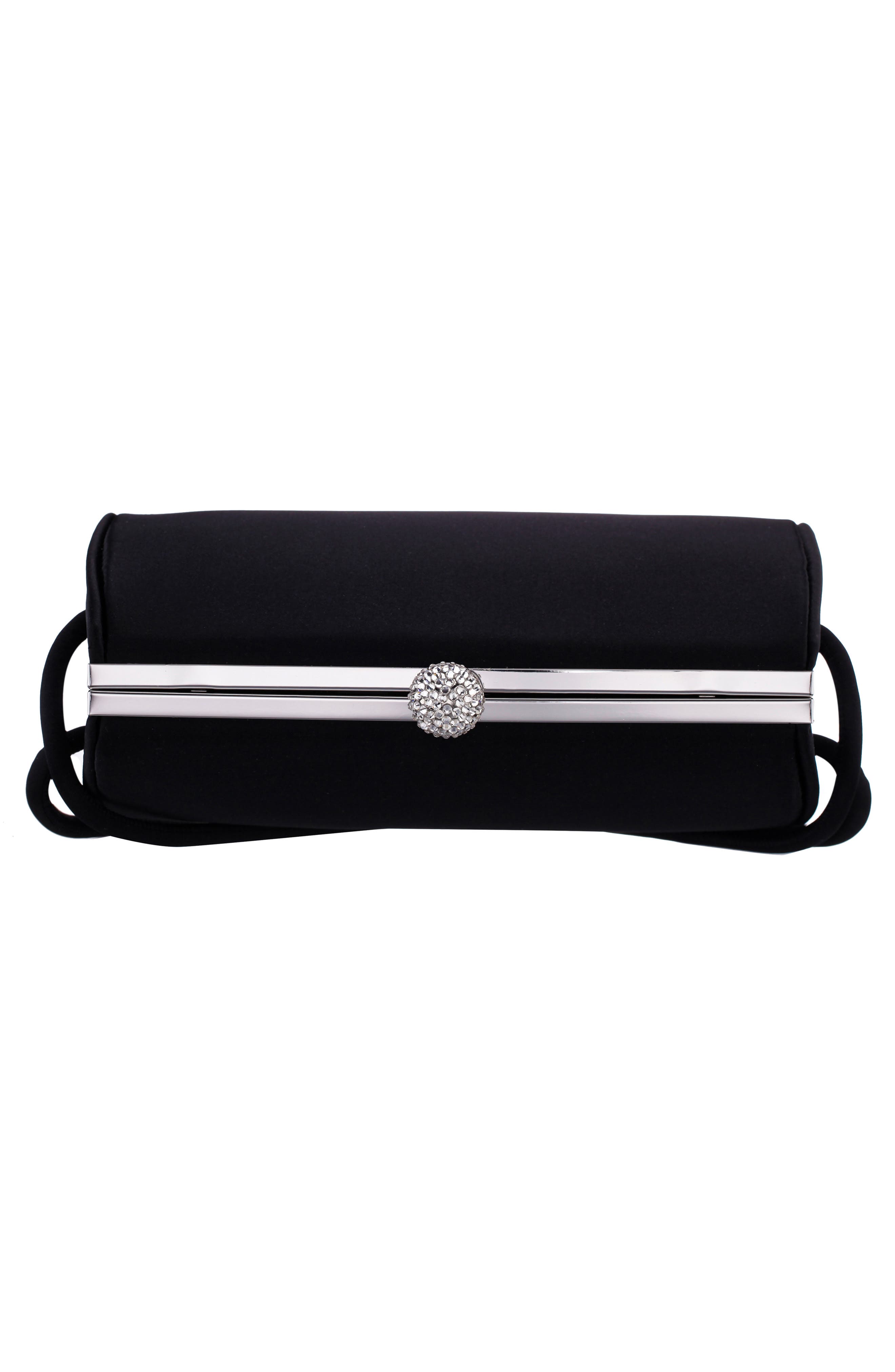 Nina Khalani Satin Clutch, Alternate, color, Black