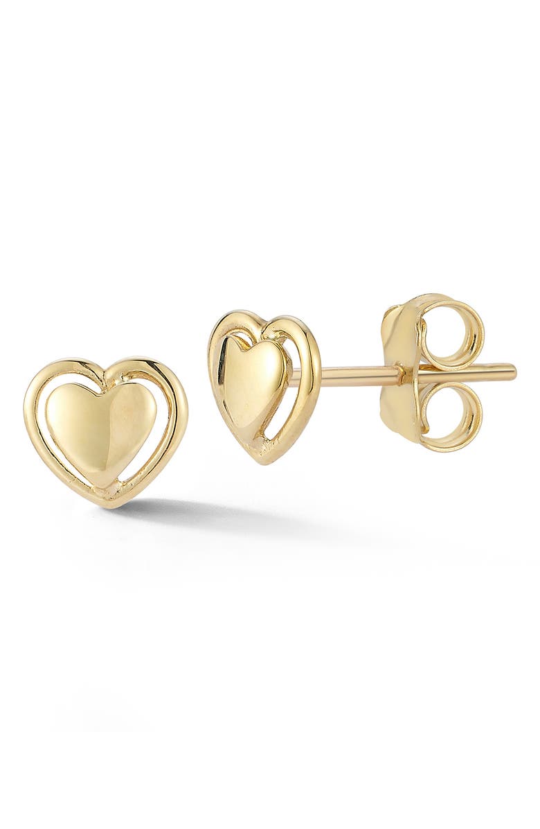 Ember Fine Jewelry 14K Gold Heart Stud Earrings, Main, color, 