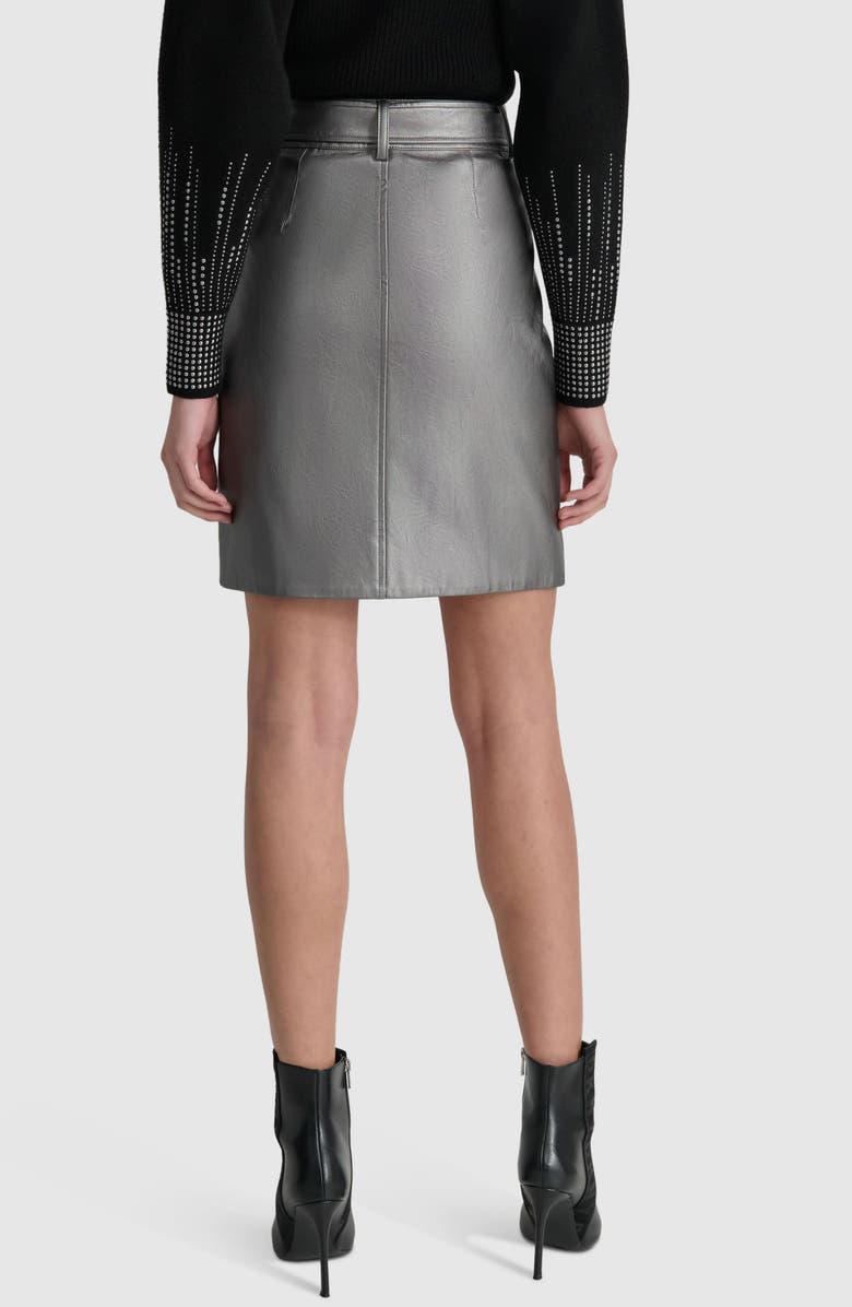 DKNY Belted Metallic Faux Leather Skirt, Alternate, color, 
