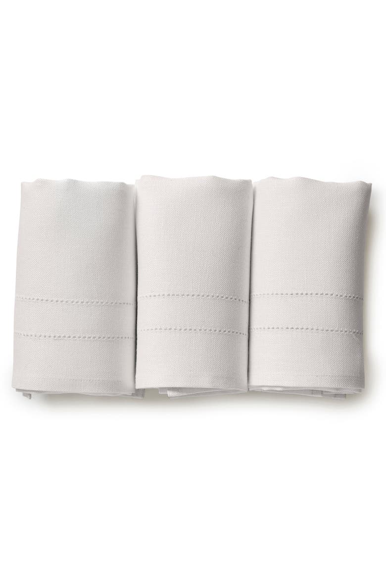 Linen Hand Towels Set of 3, 14 x 24" - Bath, Alternate, color, White