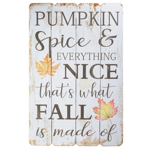 Pumpkin Spice Everything Nice Fall Wooden Wall Sign - 23.5"