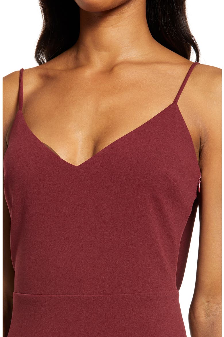 The Abigal Cowl Back Side Slit Gown, Alternate, color, MERLOT