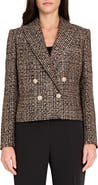 Tahari ASL Metallic Double Breasted Bouclé Crop Jacket