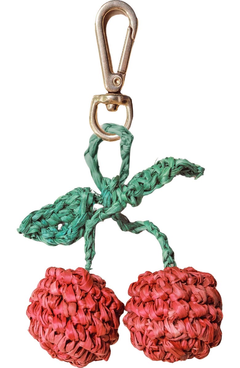 LIKHA Cherry Raffia Bag Charm, Main, color, Red