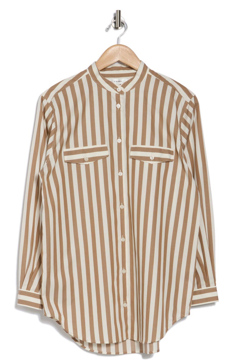 FRAME Stripe Pocket Button-Up Tunic Shirt, Alternate, color, 