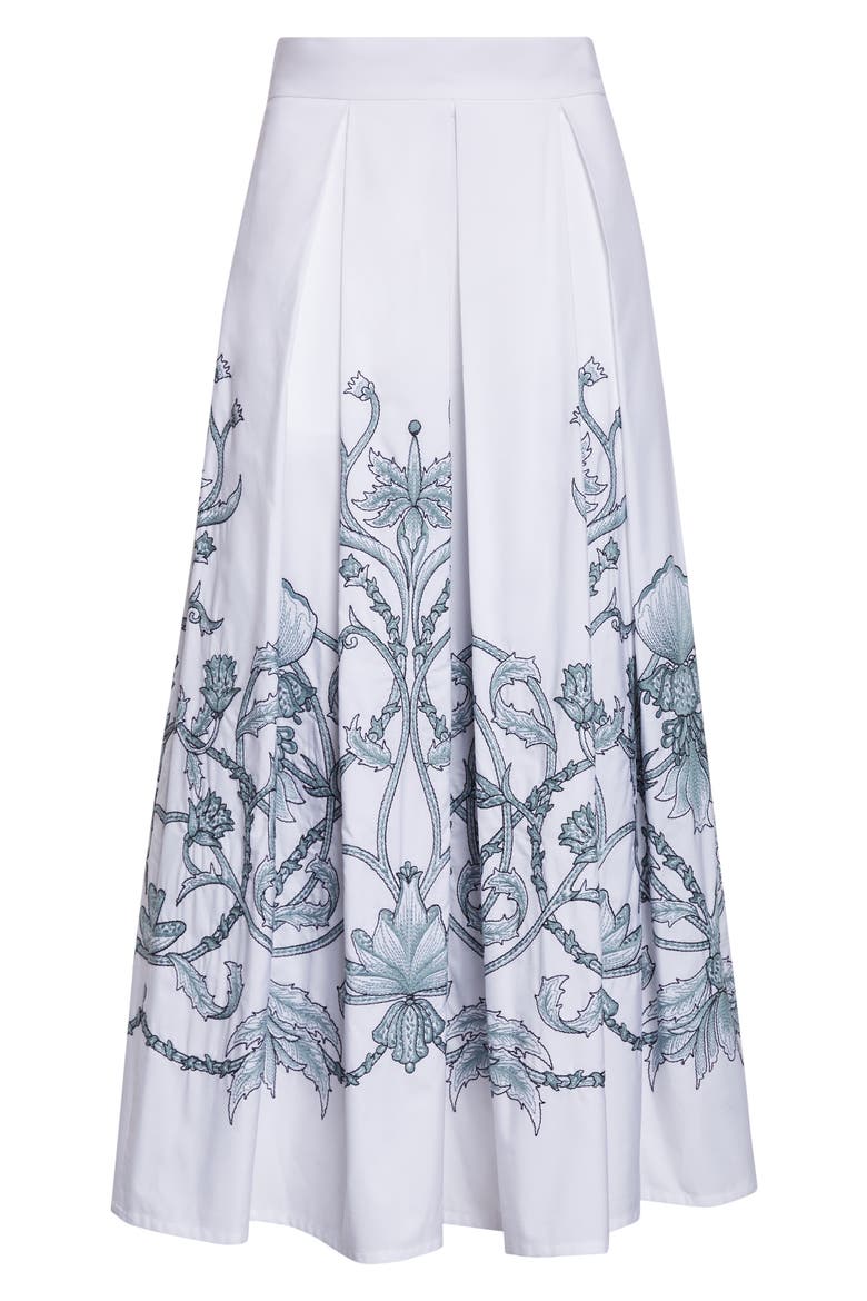 Floral Embroidered Cotton Midi Skirt, Alternate, color, 01-175 WHITE/JADE