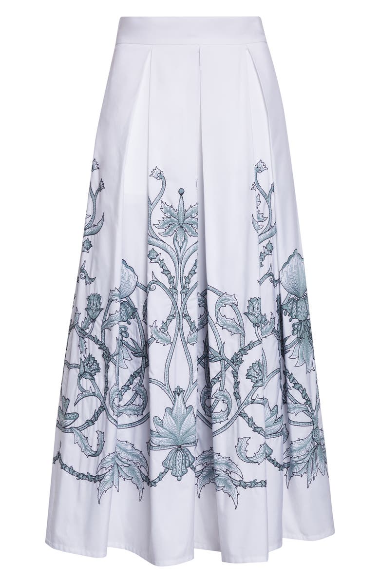 Eleventy Floral Embroidered Cotton Midi Skirt, Alternate, color, 01-175 White/Jade
