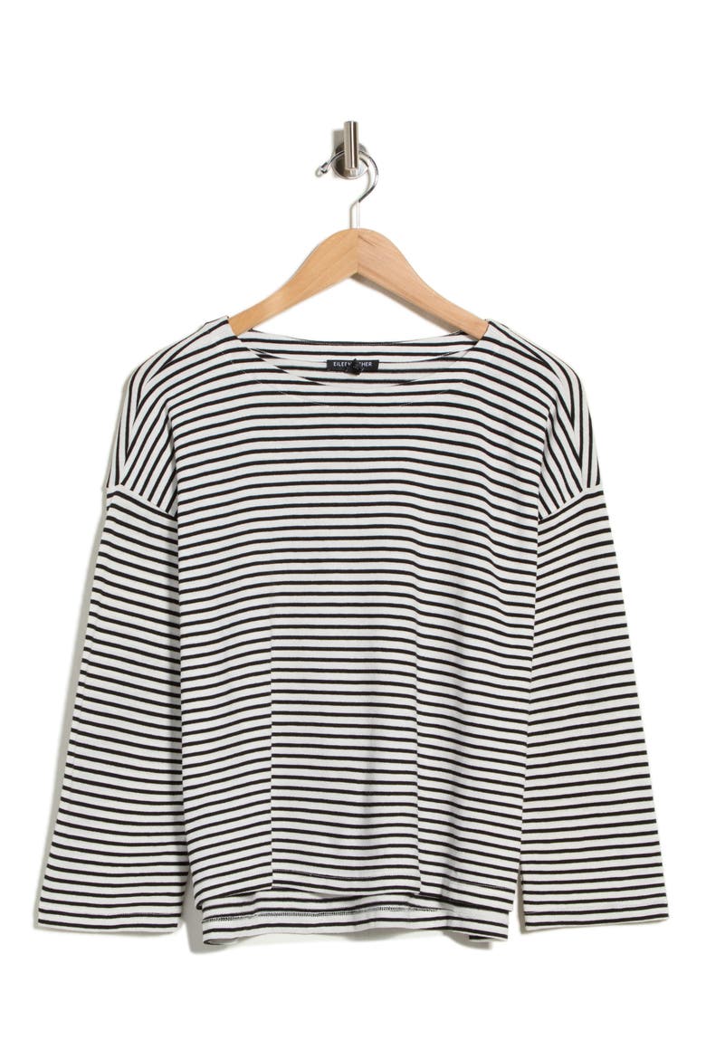 Striped Organic Cotton Bateau Neck Top, Main, color, WHITE BLACK