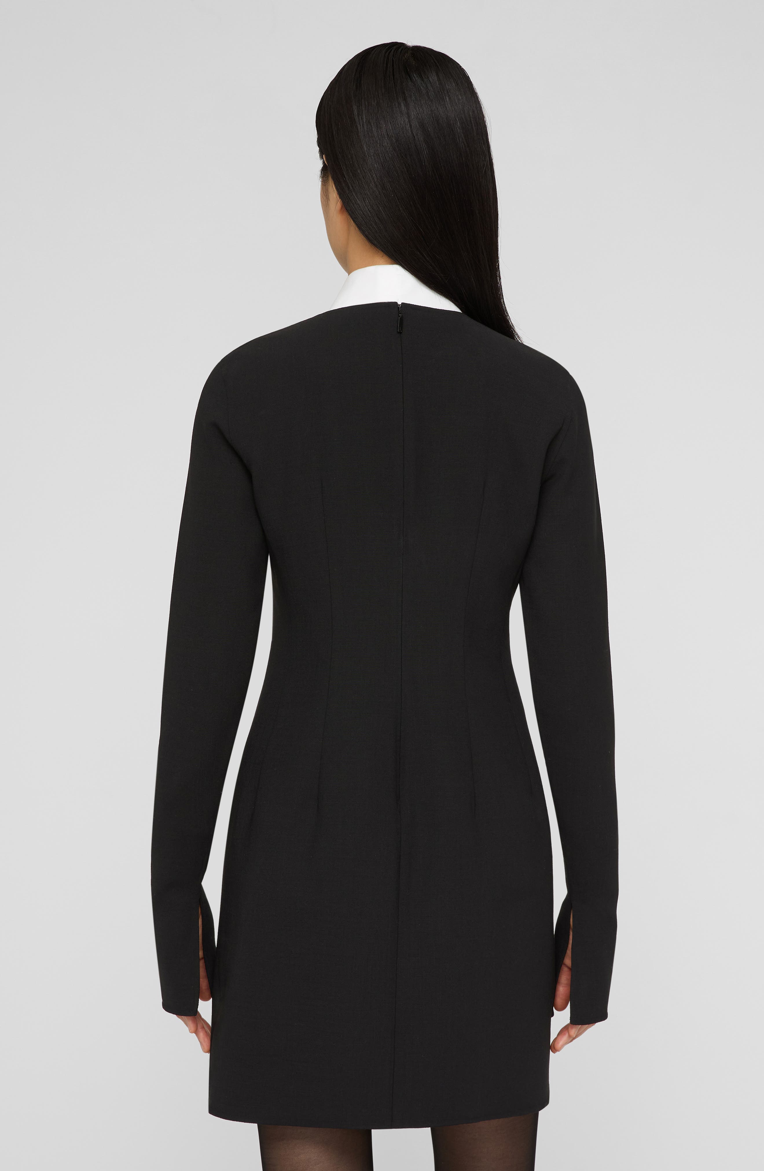 Long Sleeve Stretch Wool Sheath Dress - image 2
