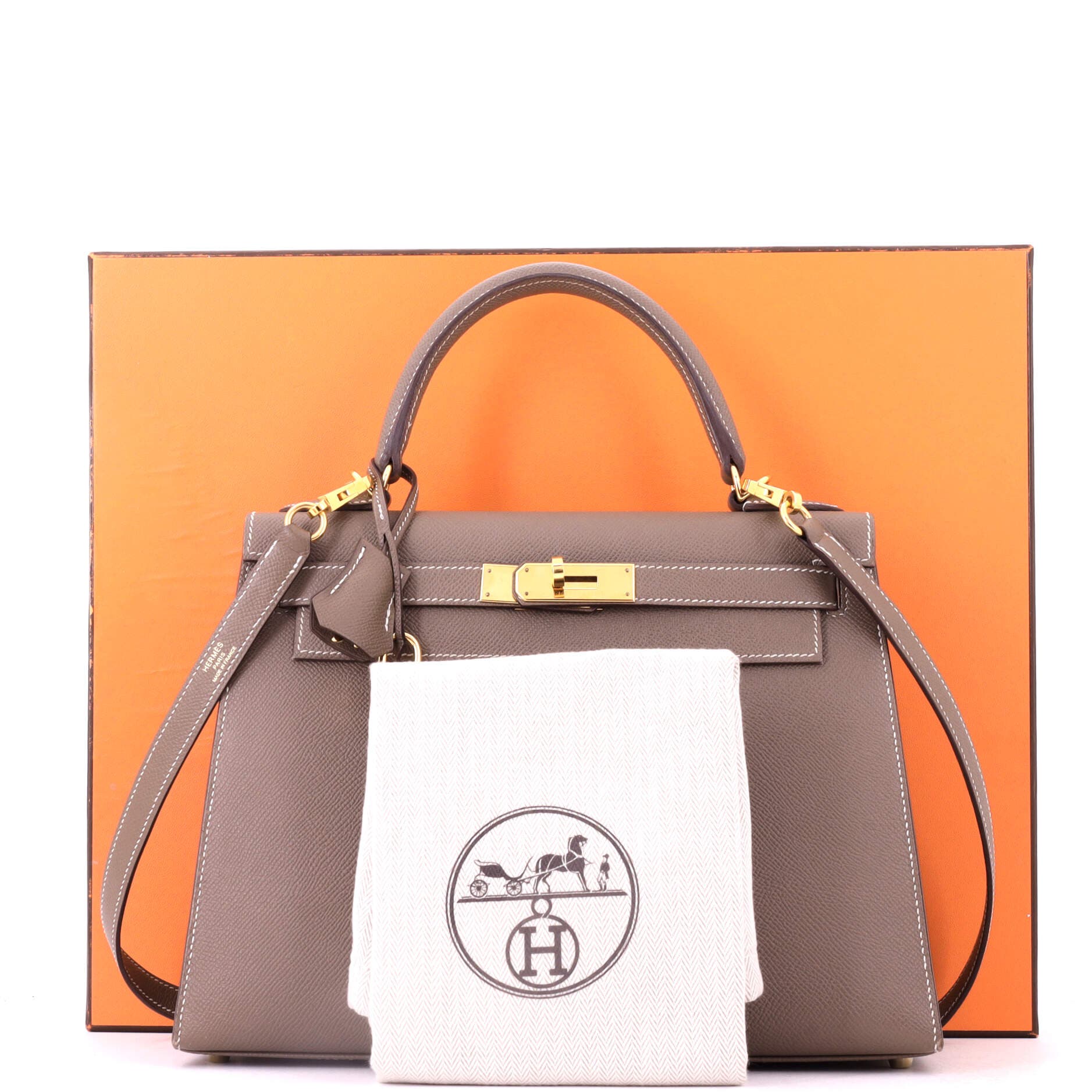 Pre-Owned Hermes Kelly Handbag Grey Epsom with Gold Hardware 28, Alternate, color, Etoupe