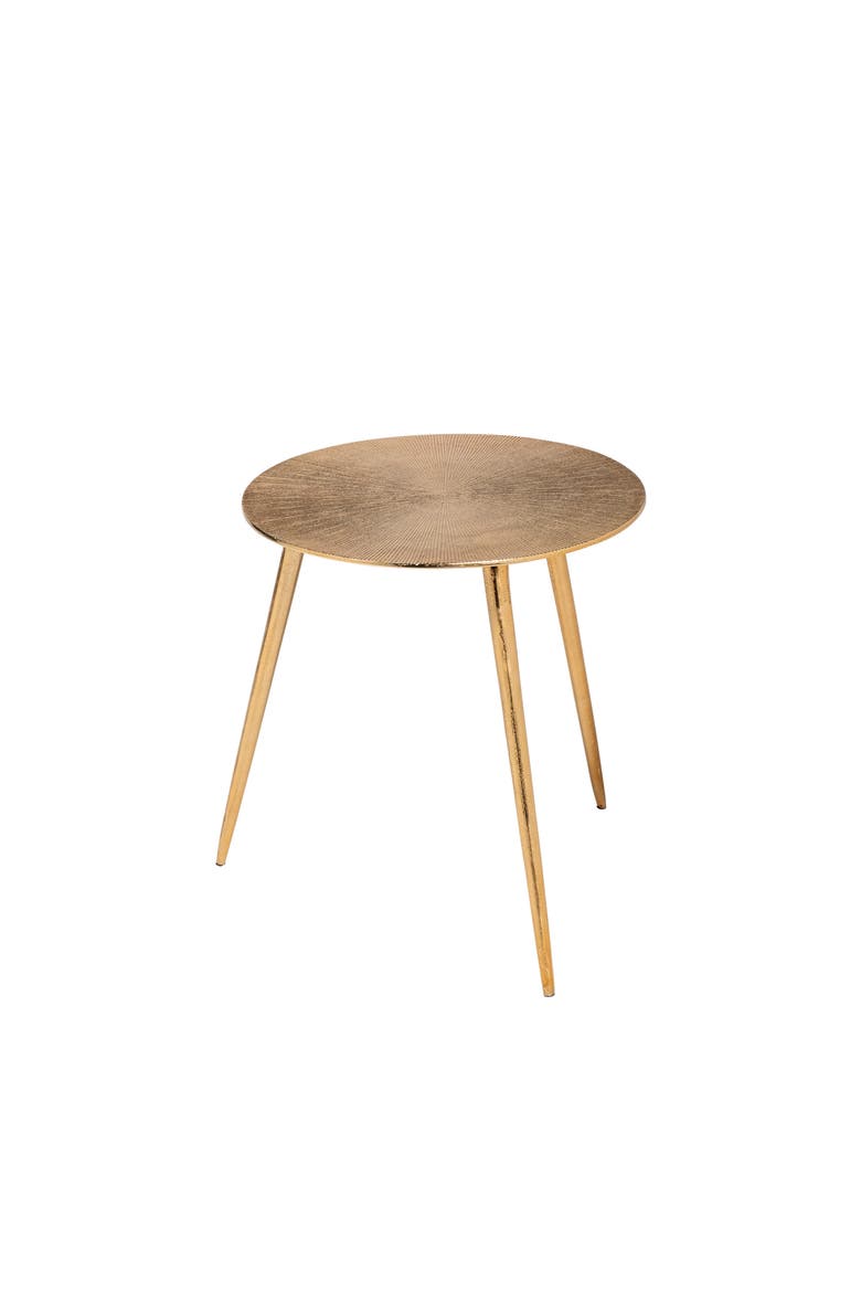 Reva Round Top Cast Aluminum Accent Table, Main, color, Gold