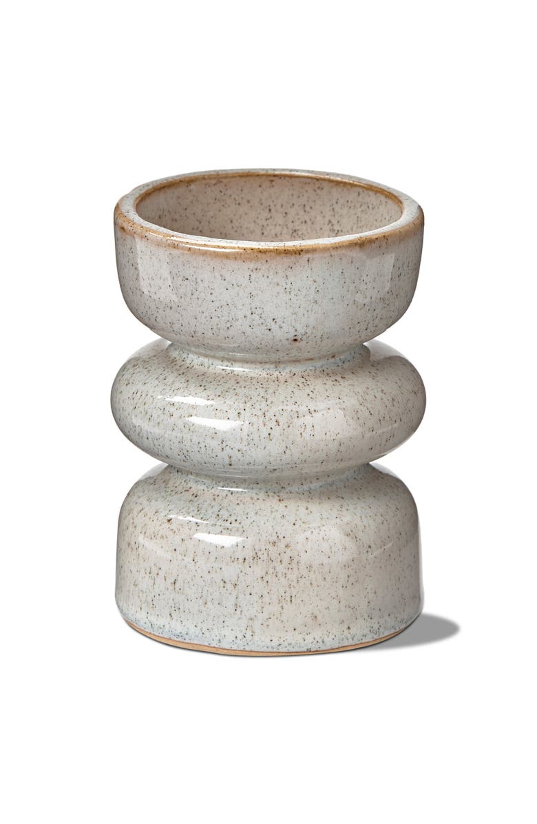 tag Linea Taupe Speckled Ceramic Reversible Candle Holder Small, Main, color, Brown