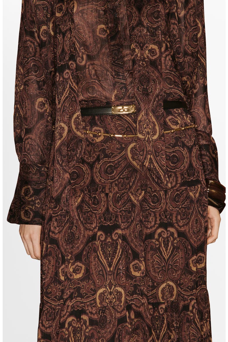 Milano Print Maxi Skirt, Alternate, color, BROWN