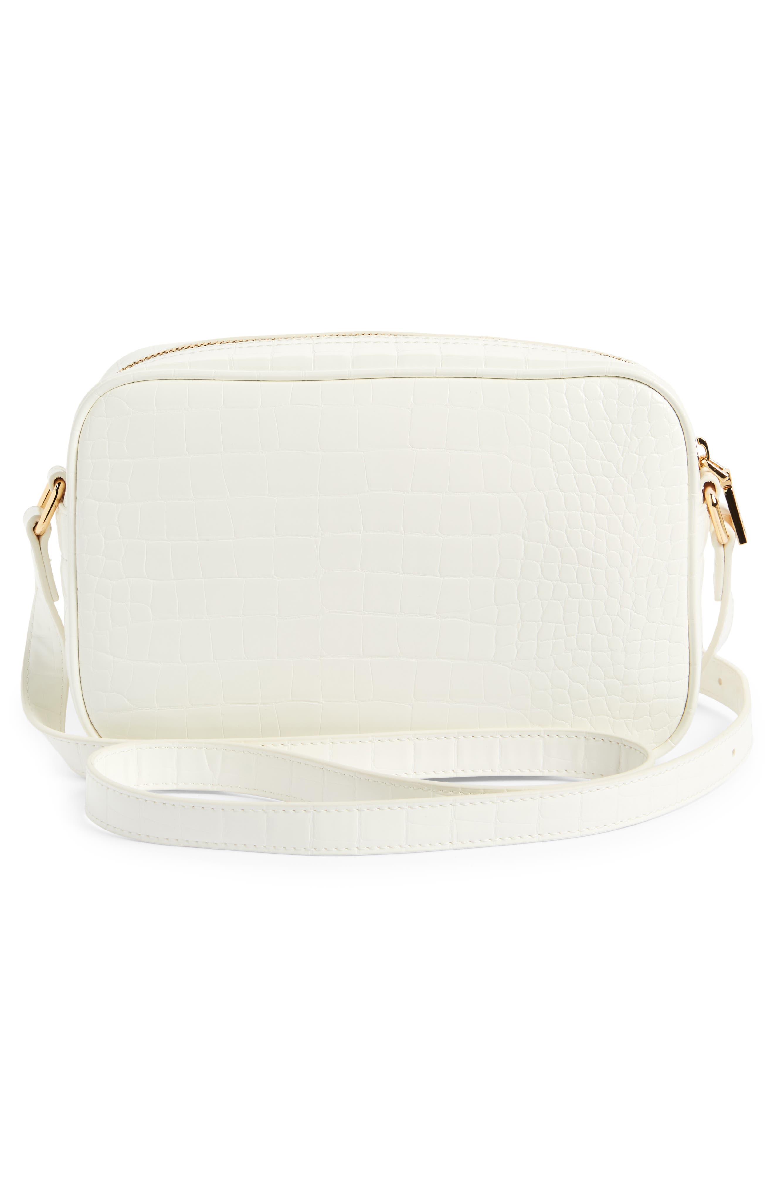 Love Moschino Croc Embossed Faux Leather Crossbody Bag, Alternate, color, 