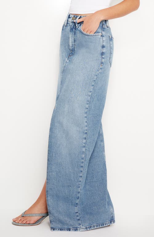 Good American Slit Front Denim Midi Skirt In Indigo599