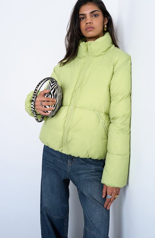 Topshop Puffer Bomber Jacket In Green