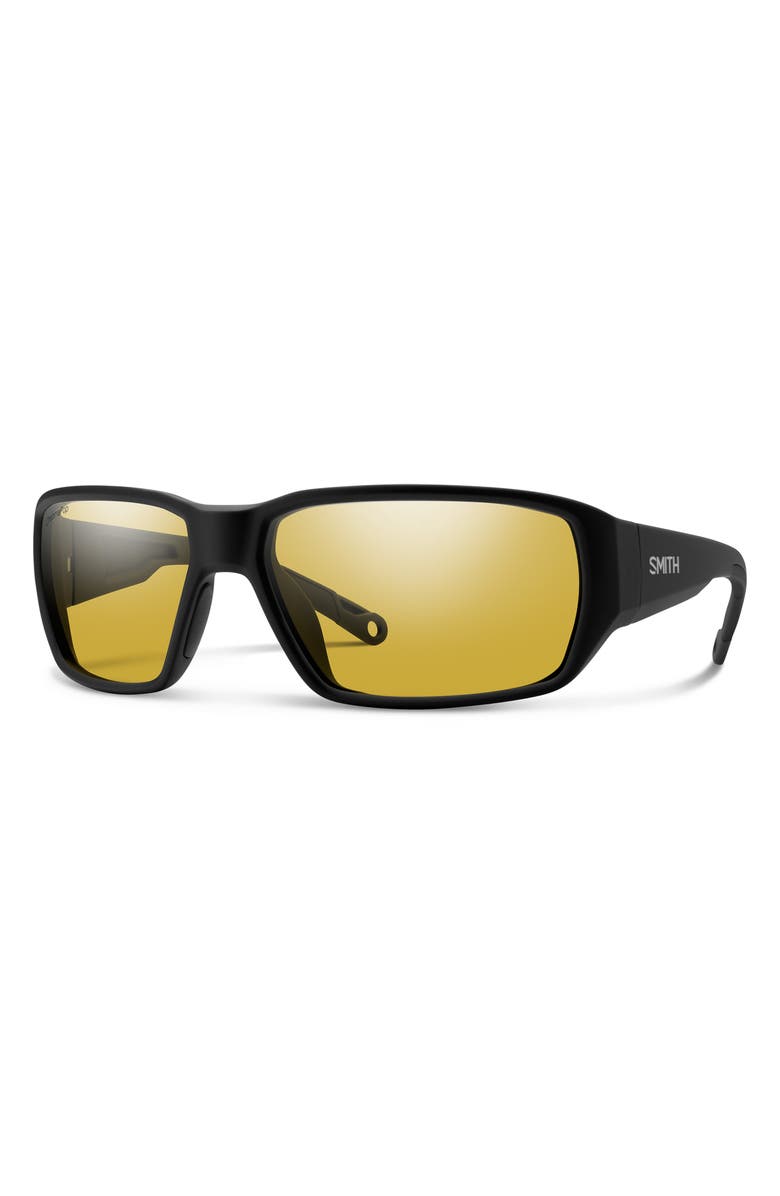 Smith Hookset 62mm ChromaPop<sup>™</sup> Polarized Oversize Wraparound Sunglasses, Alternate, color, Black / Low Light Yellow