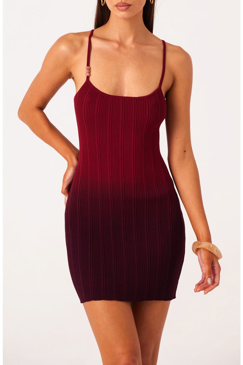 Odessa Ombré Variegated Rib Minidress, Alternate, color, BURGUNDY OMBRE