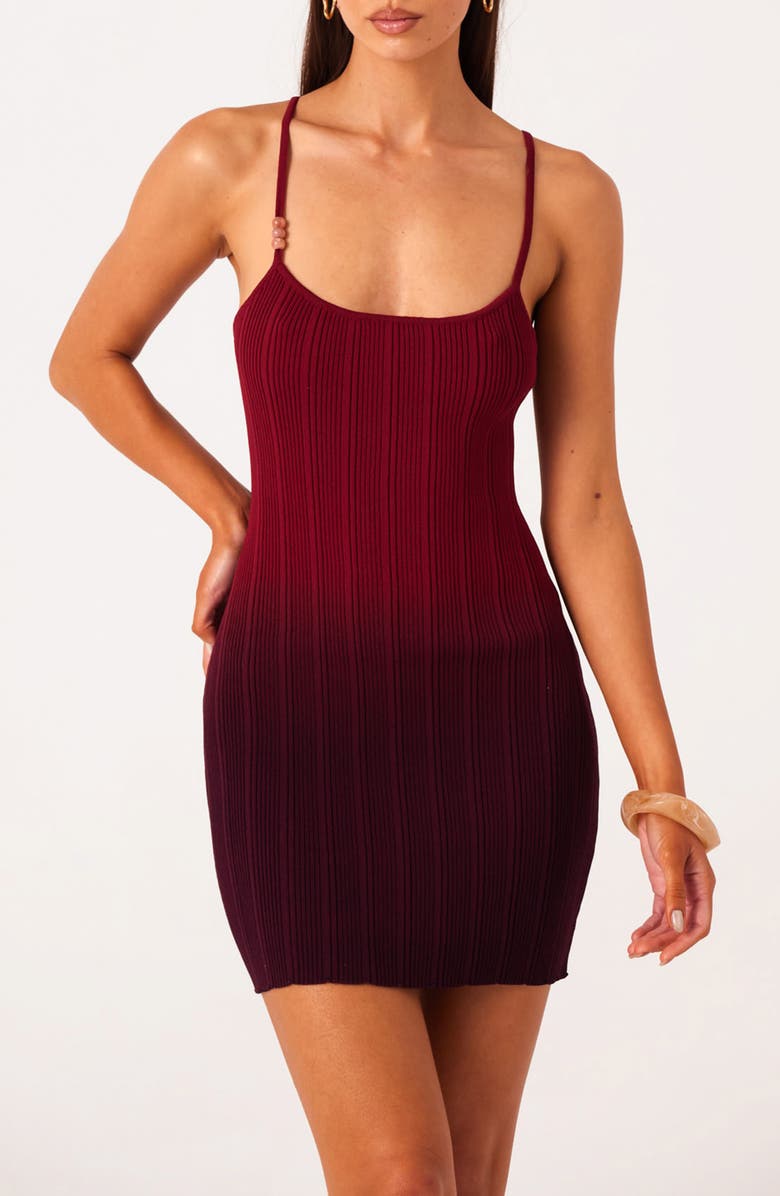 SNDYS Odessa Ombré Variegated Rib Minidress, Alternate, color, Burgundy Ombre