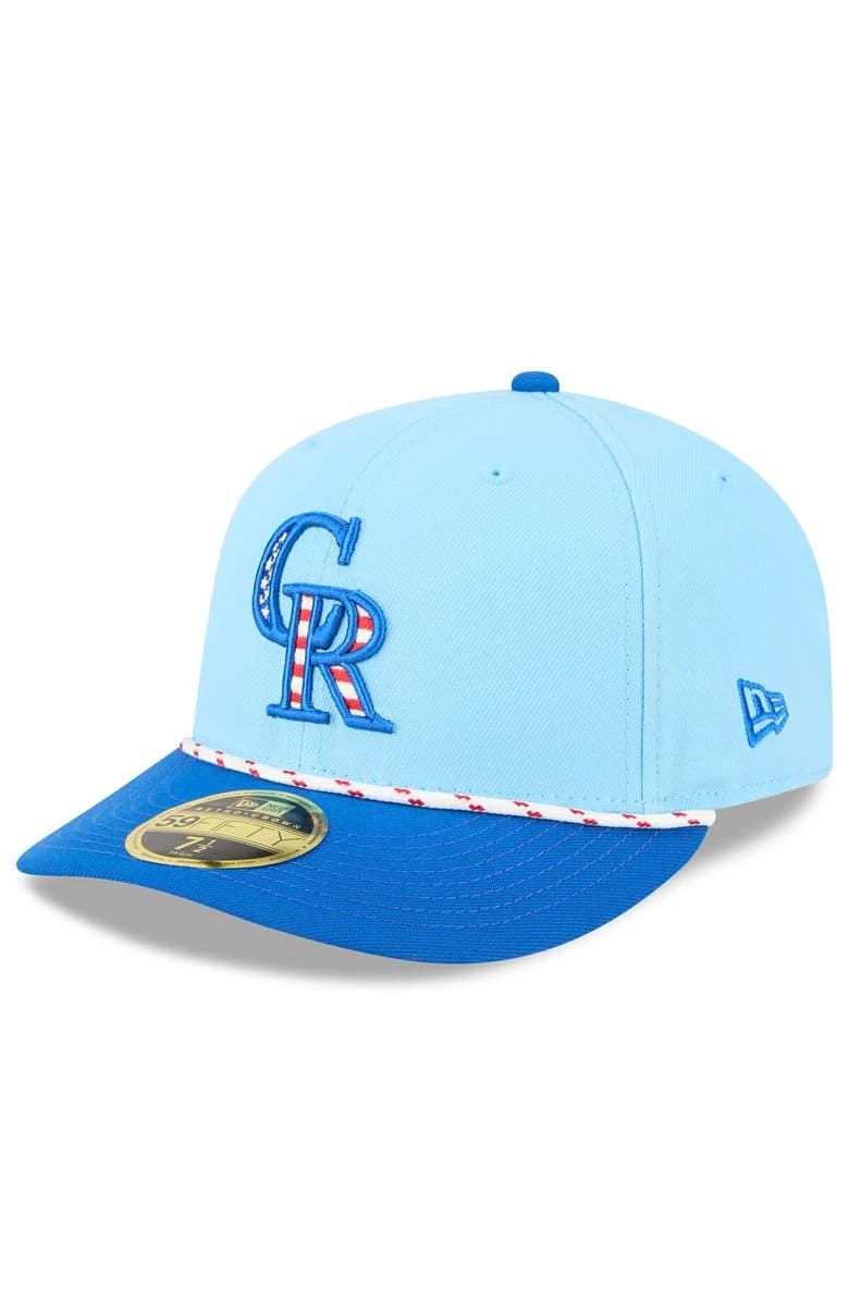 New Era Men's New Era Light Blue/Blue Colorado Rockies 2025 Fourth of July Low Profile 59FIFTY Fitted Hat, Main, color, Light Blue
