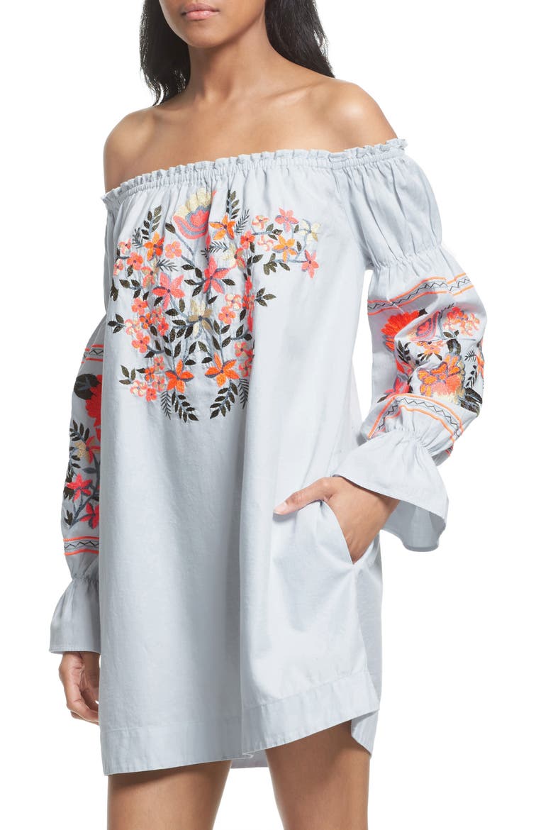 Fleur Du Jour Shift Dress, Alternate, color, BLUE