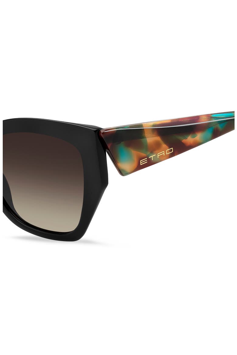 0143/S 55mm Gradient Cat Eye Sunglasses, Alternate, color, BLACK GREEN HAVANA/ BROWN SF