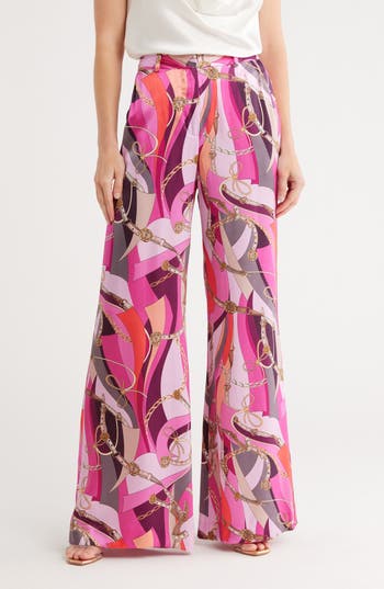 L Agence L'agence Pilar Silk Wide Leg Pants In Multi