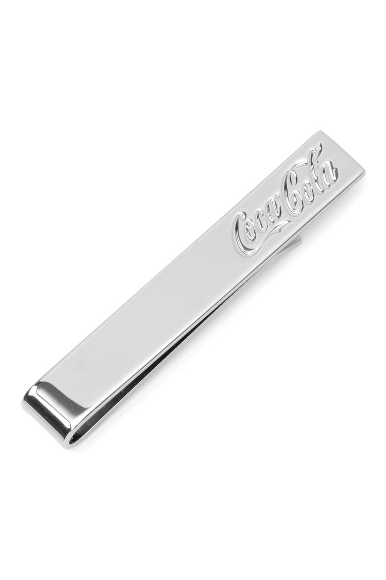 Men's Coca-Cola Hidden Message Tie Bar, Main, color, SILVER