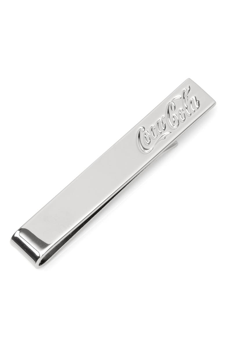 Cufflinks, Inc. Men's Coca-Cola Hidden Message Tie Bar, Main, color, Silver