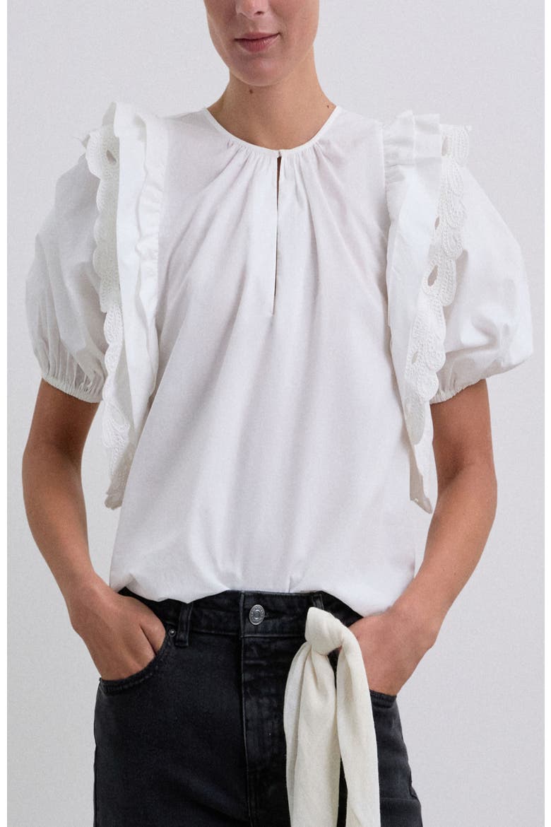 Poplin Puff Top, Main, color, Offwhite