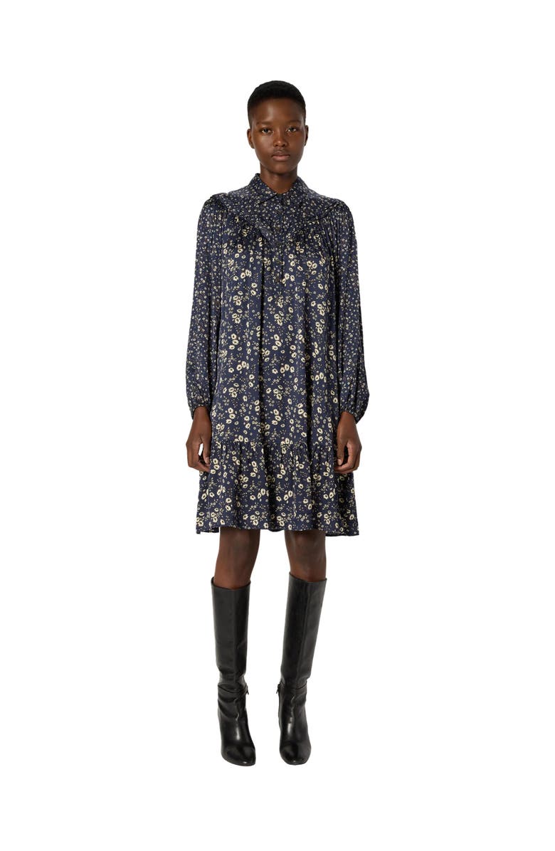 GERARD DAREL Leana Printed Shirt Dress, Main, color, Navy Blue