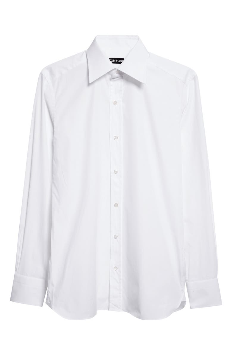 TOM FORD Classic Fit Cotton Poplin Button-Up Shirt, Alternate, color, Waa Optical White