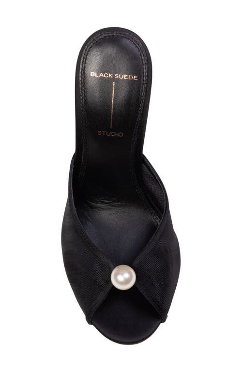 Black Suede Studio Sadie Peep Toe Slide Sandal In Black Mesh