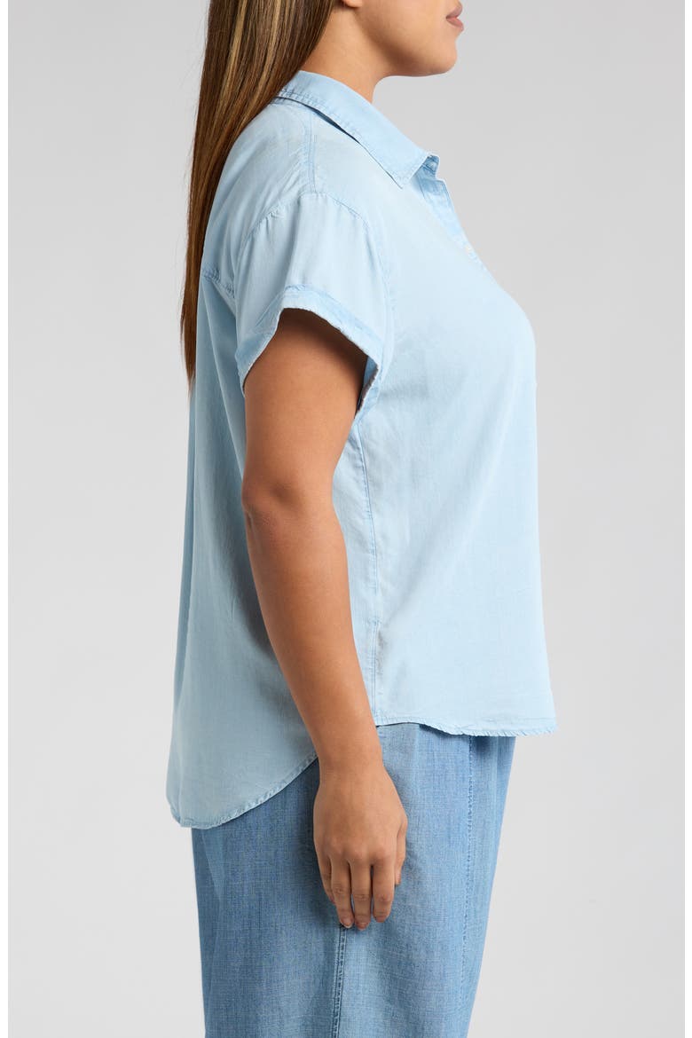 Cotton Chambray Camp Shirt, Alternate, color, LIGHT WASH