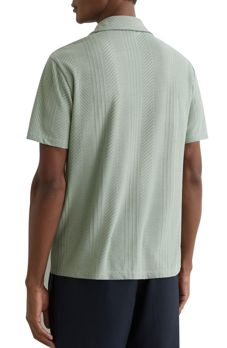 Reiss Frederick Textured Stripe Camp Shirt, Alternate, color, Mint Green