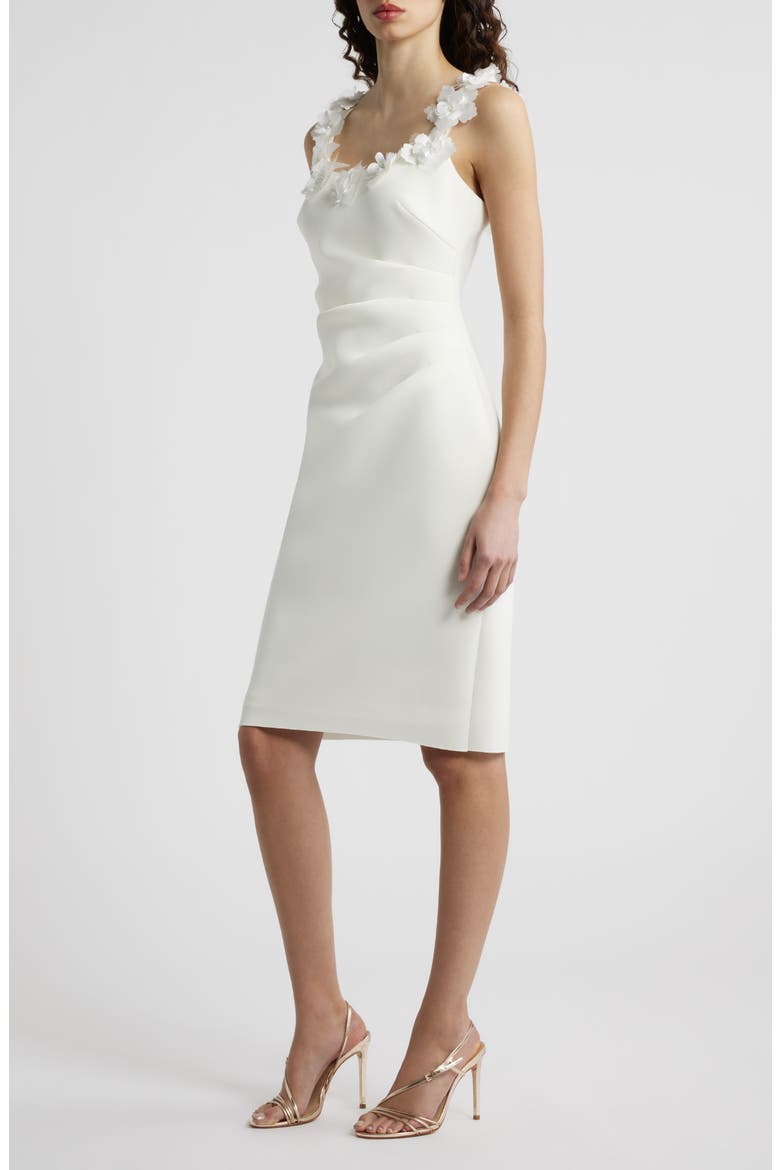 Floral Ruched Cocktail Dress, Alternate, color, IVORY