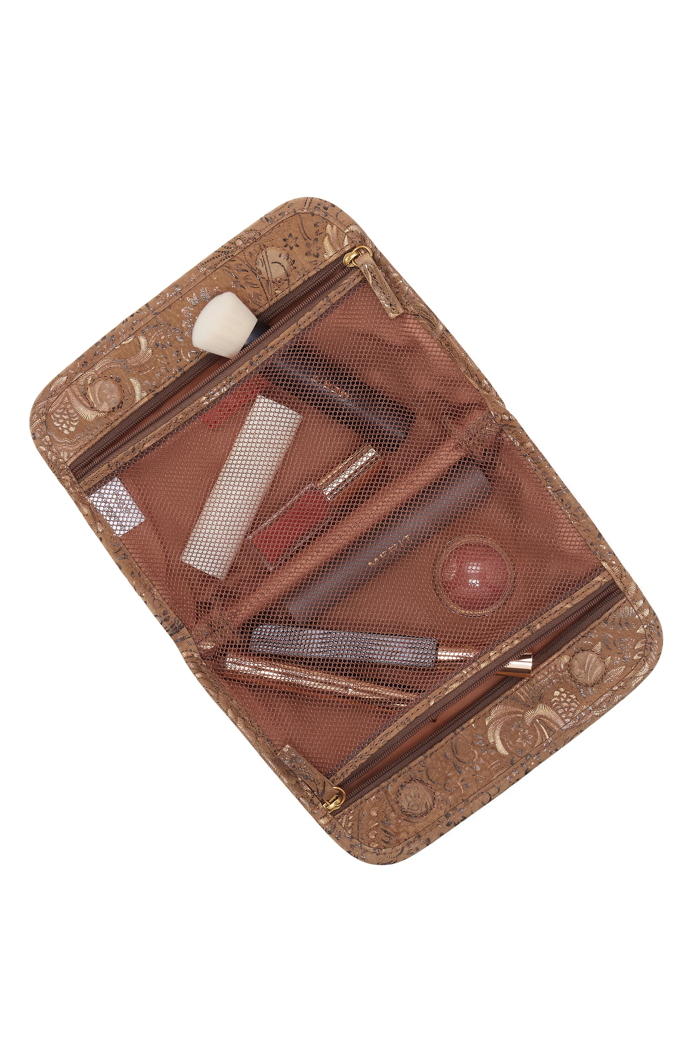 Beauty Leather Cosmetic Pouch, Alternate, color, MINK FOLKLORE
