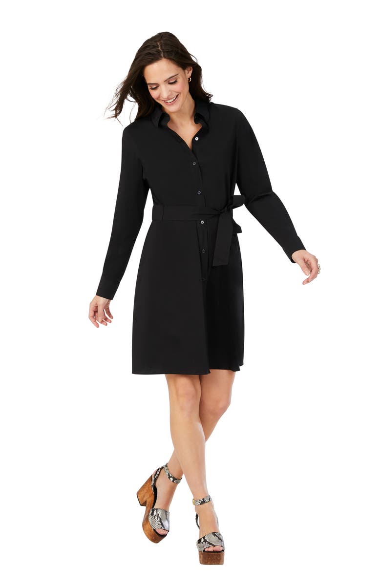 Foxcroft Pax Solid Long Sleeve Shirtdress, Alternate, color, 