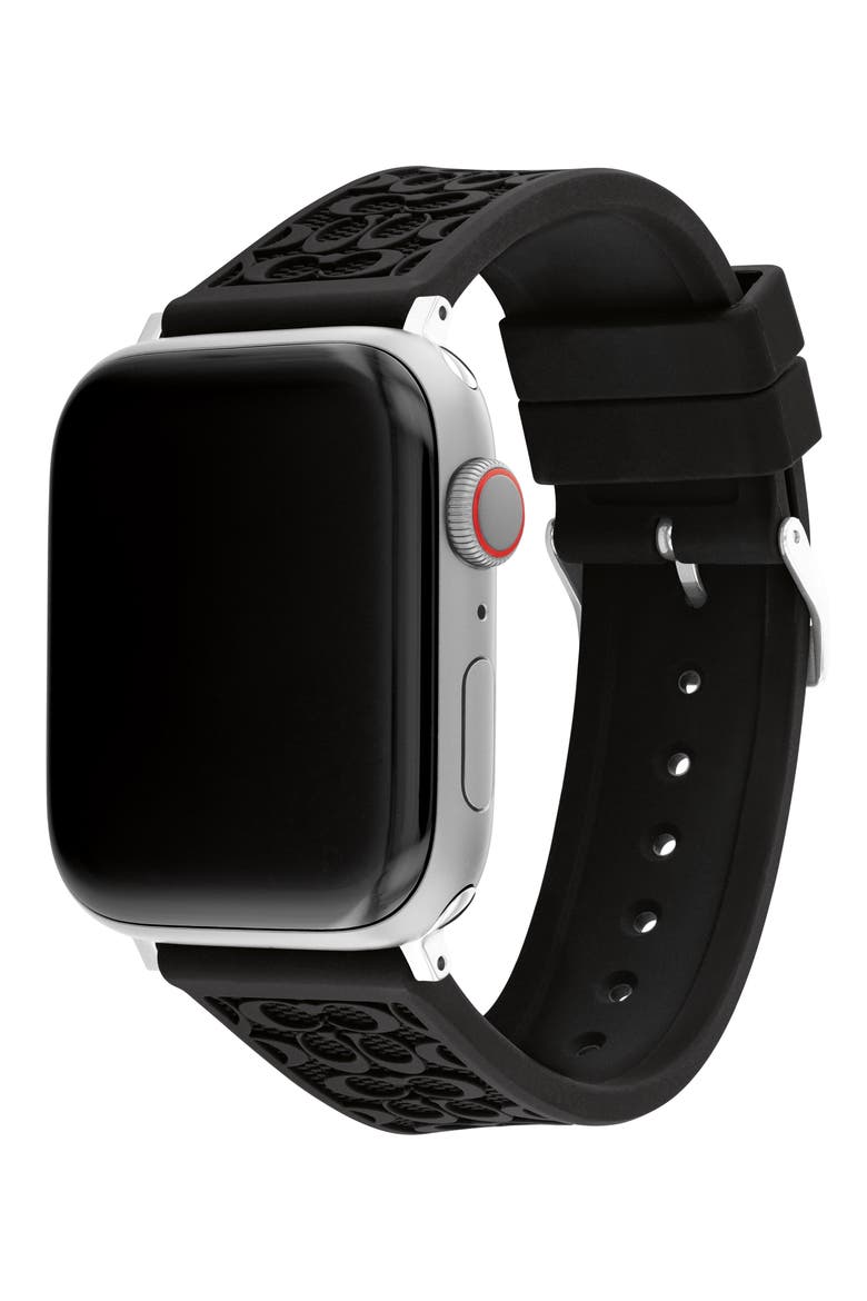 Silicone Apple Watch® Watchband, Alternate, color, BLACK