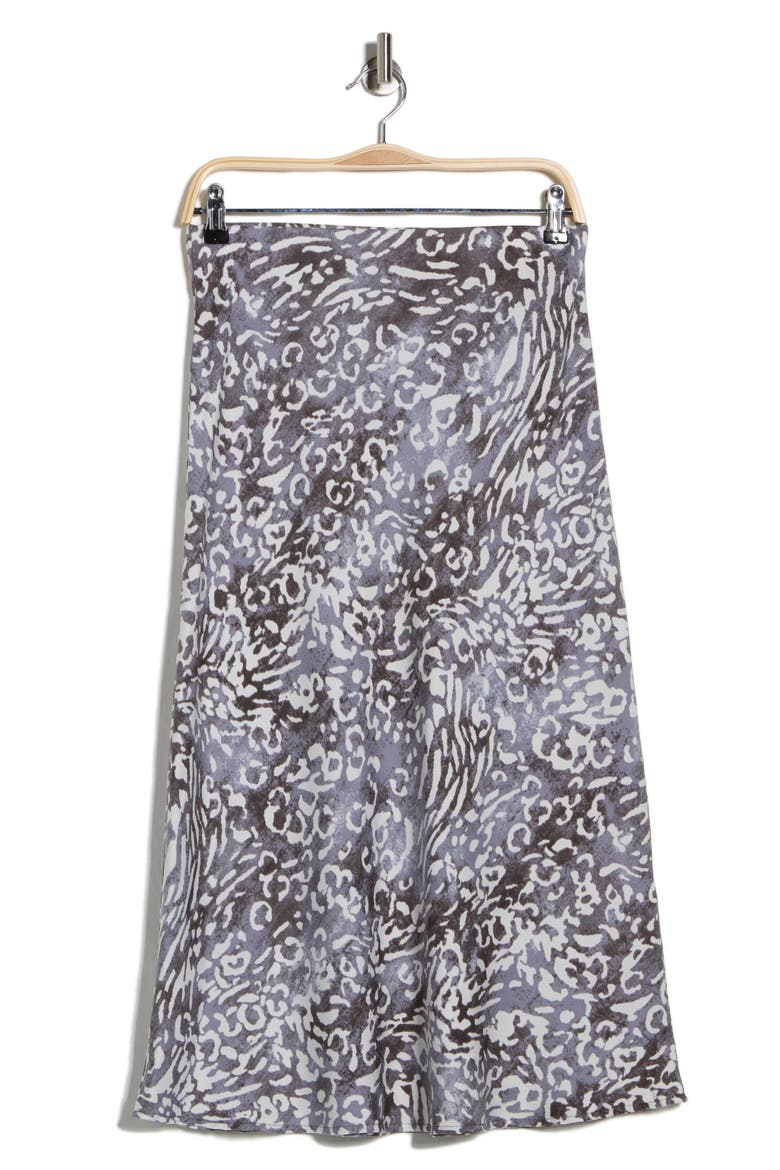 Animal Print Satin Midi Skirt, Alternate, color, CHARCOAL