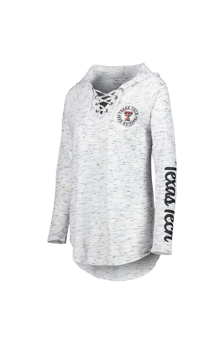 PRESSBOX Women's Pressbox Gray Texas Tech Red Raiders Space Dye Lace-Up V-Neck Raglan Long Sleeve T-Shirt, Alternate, color, 